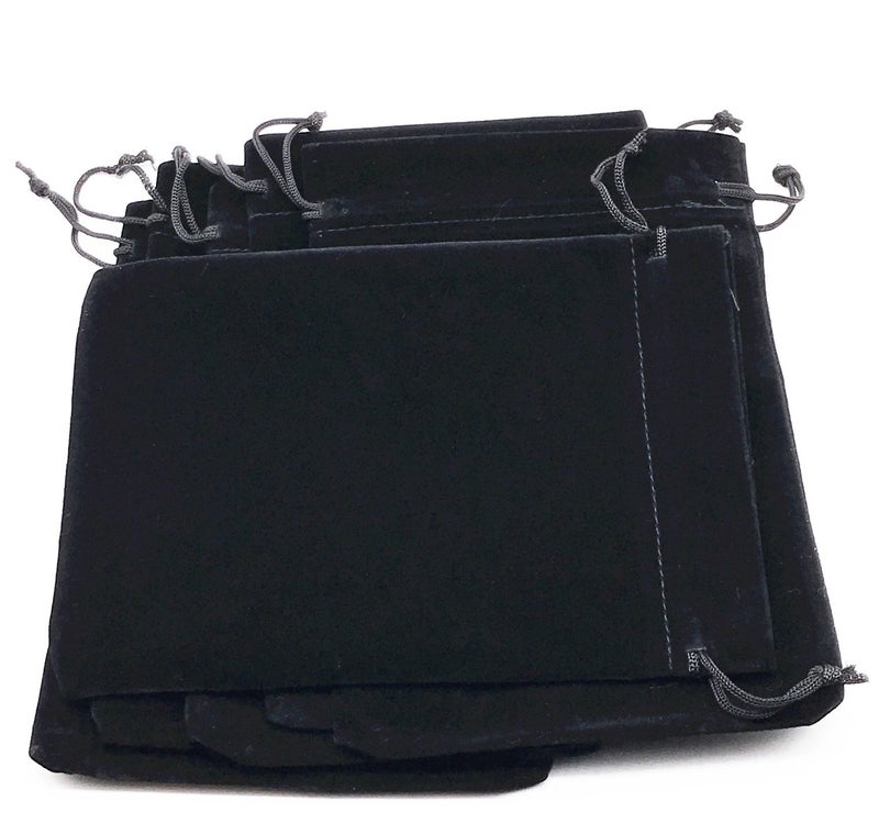 Ovenot 6pcs 7" X 5" Velvet Cloth Jewelry Pouches/Drawstring Bags (Black) - Image 2